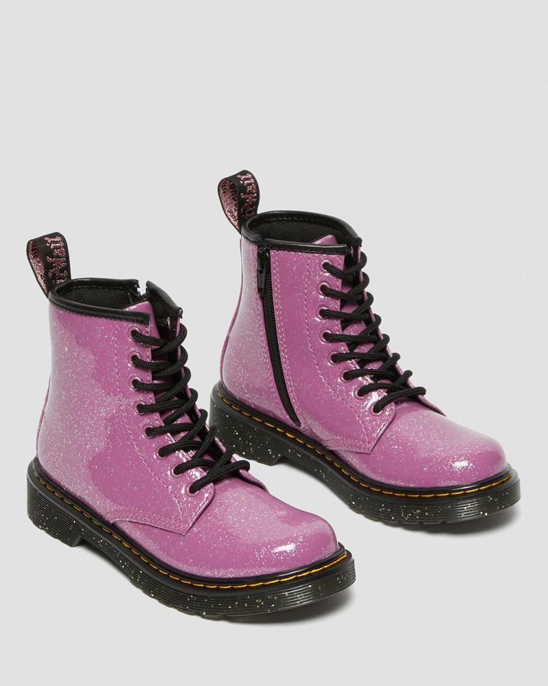 Kids' Dr Martens Junior 1460 Glitter Lace Up Boots Pink | AU 677SGL